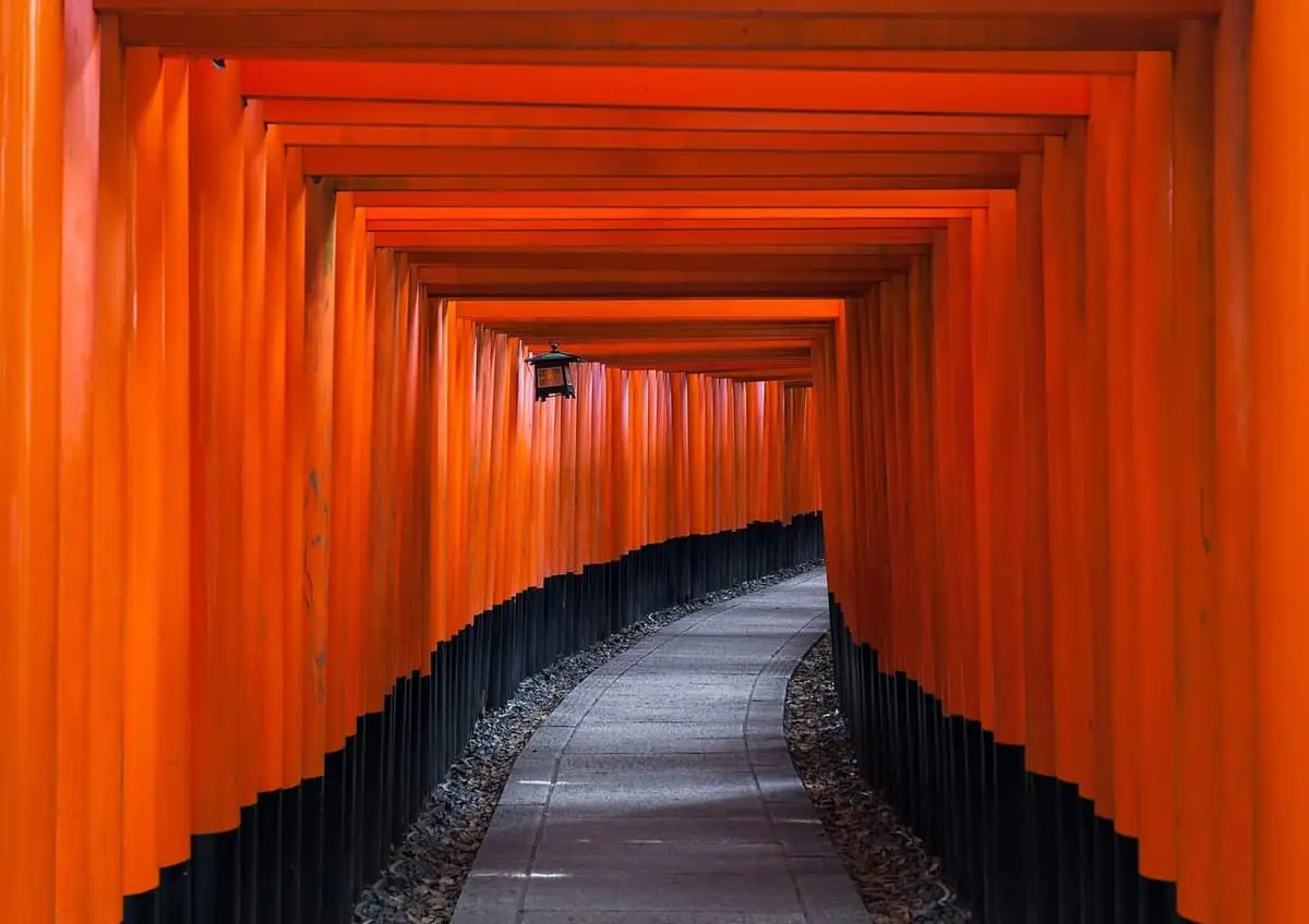 Portais do santuário Fushimi Inari, em Quioto
